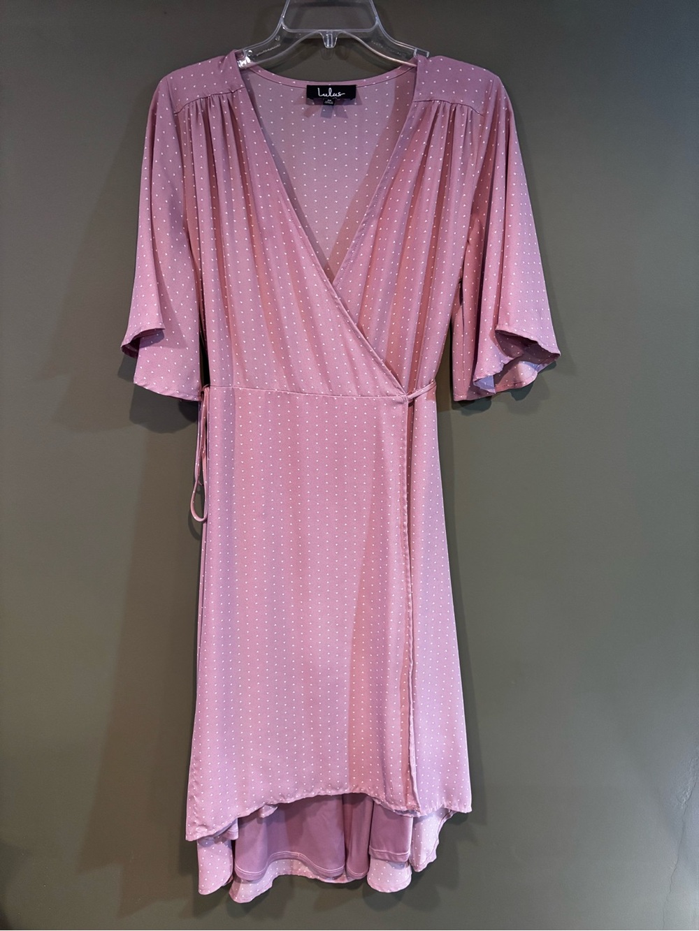 Lulu's Mauve Pink Polka Dot Wrap Dress
